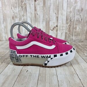 Vans Old‎ Skool Platform Checkerboard Sneakers Pink White Women's Size 5.5